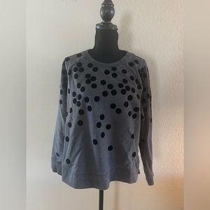 Boden Sweatshirt, Grey with Black Velvet Polka Dots, Size L